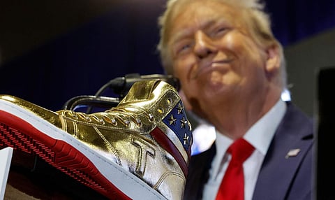 Trump and golden sneaker