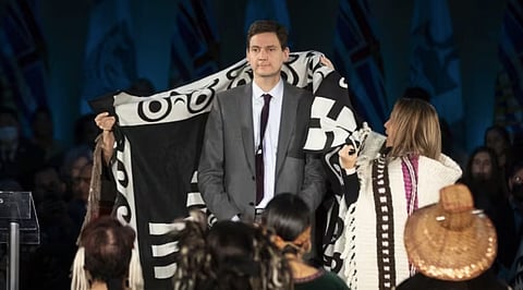 BC Premier David Eby was sworn in as BC premier in November 2022, at a community centre belonging to the  Musqueam Indian Band. A symbolic act, it was the first time in BC's history that such a location had been chosen, rather than Government House in Victoria. Eby is shown here receiving a ceremonial blanket. Professor Tom Flanagan observes that his government appears to be now rushing through reforms to the provincial Land Act that give BC's indigenous people an effective veto over economic development