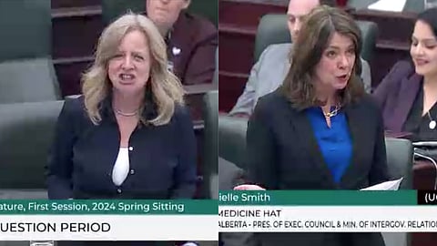 Rachel Notley and Danielle Smith 