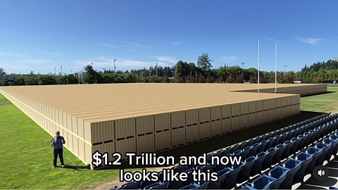 MP Bob Zimmer took to a rugby field to illustrate the enormity of Canadian federal debt which has doubled under the rule of Prime Minister Justin Trudeau.
