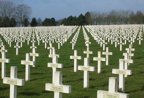 Crosses at the Canadian military cemetery at Vimy