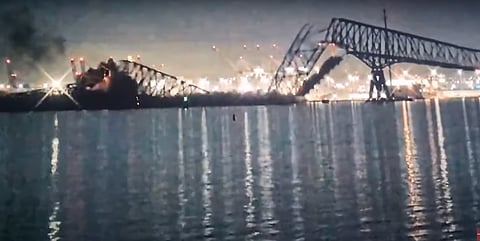 WATCH: Baltimore bridge collapses after cargo ship collides with pillar 