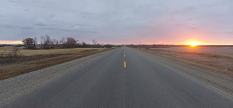 Highway 2, Manitoba... wherever you're going, it's a long way in the rural areas and the carbon tax is therefore especially hard for country dwellers, writes Brian Giesbrecht