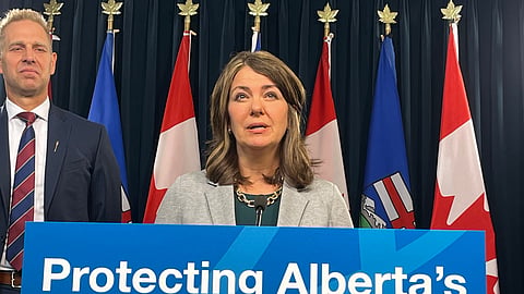 Alberta Premier Danielle Smith said she found Calgary Economic Development's slogan Be Part of the Energy to be acceptable. 