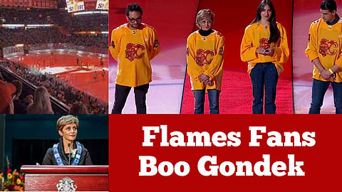 WATCH: Flames fans boo Calgary Mayor Jyoti Gondek 