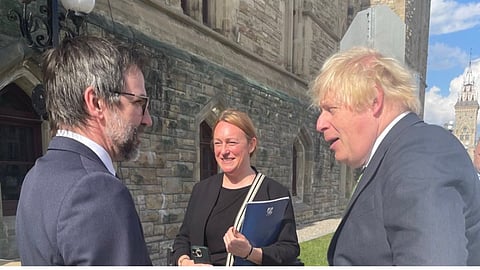 Steven Guilbeault said it was great to run into Boris Johnson, as he is a conservative who takes climate change seriously. 