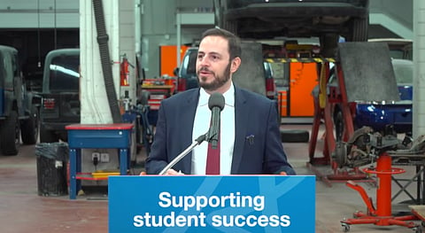 Alberta Education Minister Demetrios Nicolaides announced funding for dual credit startup and enhancement grants.