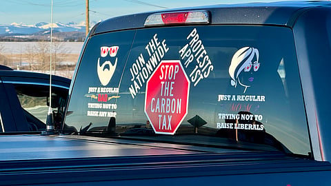 Carbon tax protest near Calgary on April 1