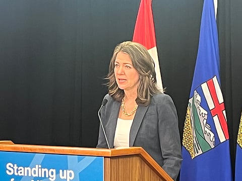Danielle Smith said the Alberta government introduced legislation requiring provincial organizations to obtain approval before entering, amending, extending, or renewing deals between them. 