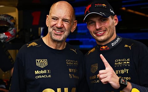 Happier times ... Adrian Newey with Max Verstappen.