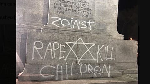 Regina's cenotaph in Victoria Park was vandalized the evening of May 8