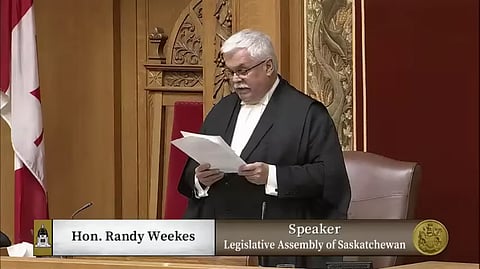 Speaker Randy Weekes alleged Jeremy Harrison brought a rifle to the Saskatchewan Legislature and wanted permission to bring a handgun