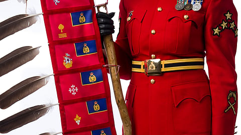 The ribbon skirt, left, is now part of an official RCMP uniform