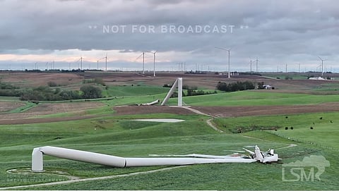 The aftermath of an EF3 tornado that scored a direct hit on a wind farm in Greenfield Iowa. 