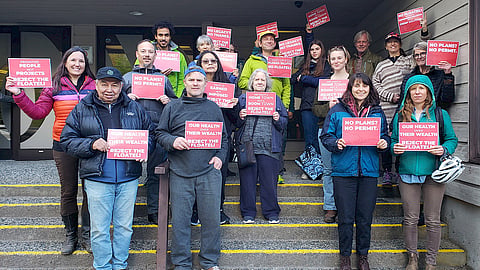 Demonstrators against the Woodfibre LNG project in Squamish