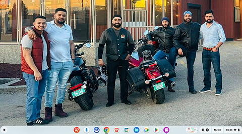 Members of the Sikh Motorcycle Club of Saskatchewan pose for a picture in Regina