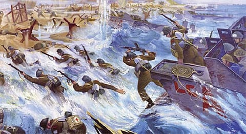Canadian teachers delight to instruct children about past examples of discrimination and injustice perpetrated by 'white, settler, colonial' on others. Hardly treated at all, are the vast accomplishments of nation-building which are the work of the same people. Writer Michael Zwaagstra argues that teachers should by all means do the one, but without ignoring the other. Here, Canadians of a supposedly 'guilty' generation storm Juno Beach in 1944 during the Second World War, as part of their great crusade against fascism.