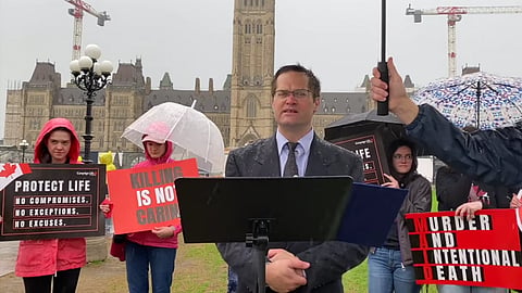 Pete Baklinski and colleagues from Campaign Life Coalition held a press conference on Parliament Hill May 8, 2024