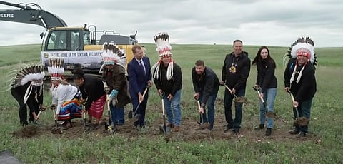 Alberta Mental Health and Addictions Minister Dan Williams, Siksika Nation Chief Ouray Crowfoot, and other leaders took steps on building the Siksika Recovery Community. 