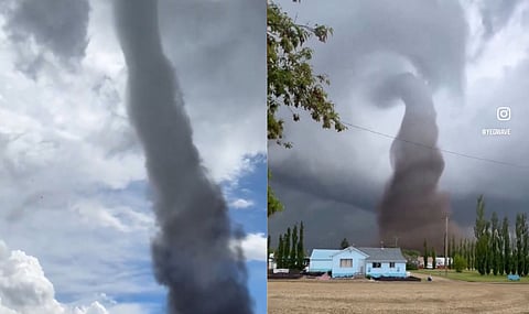 WATCH: Funnel clouds prompt tornado watch in central Alberta