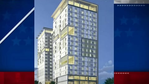 Artist's concept of LA hotel housing the homeless