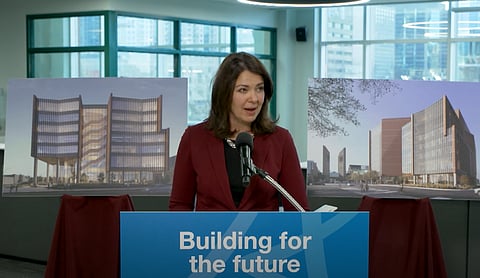 Alberta Premier Danielle Smith shared an update on MacEwan University's School of Business and a vision for revitalizing downtown Edmonton. 