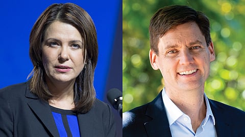 Danielle Smith and David Eby 