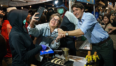 Prime Minister Justin Trudeau, gladhanding at a recent ethnic festival.