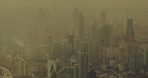Energy Minister Jonathan Wilkinson praised China’s climate policy. Pictured above is Shanghai on a typical day.