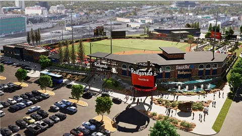 An artist's rendition of a proposed new ballpark for Regina