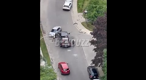A hit and run on Thursday captured on camera in Toronto near Danforth Avenue and Dawes Road.