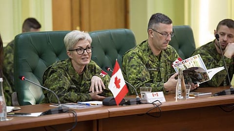Lt.General Jennie Carignan takes post as Chief of Defence Staff for the Canadian Armed Forces on July 18th. She is shown here while still a one-star Brigadier General visiting Ukraine in February 2019 as part of Canada's training mission Operation UNIFIER. 