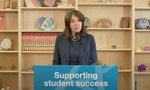 Alberta Premier Danielle Smith joined Education Minister Demetrios Nicolaides and education partners to announce more funding to school authorities and students. 