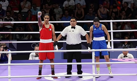 WATCH: Male punches out female opponent on international television in women's boxing at Paris 2024 Olympics