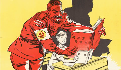 What it looks like when the state thinks it 'owns' your children. (Chinese artist depicts Soviet dictator Josef Stalin.) Writer Michael Wagner takes note that in Alberta, the idea that parents have no rights has been advocated by leftist educators for nearly 50 years.