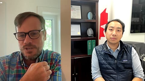 Kevin Vuong (left) spoke to Sam Cooper for one hour about foreign interference