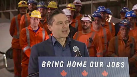 Speaking in Hamilton Friday, Conservative leader Pierre Poilievre said he wants 100% tariffs on Chinese EVs.