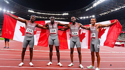 Andre De Grasse, Aaron Brown, Jerome Blake and Brendon Rodney