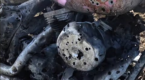 The remnants of Brian Lanckiewicz‘s classic Electra Glide he destroyed in protest over Harley-Davidson’s DEI policies.