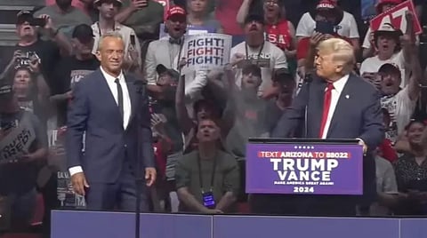 Robert F. Kennedy and Donald Trump at a rally in Glendale AZ