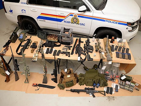Weapons seized at the Coutts border crossing in 2022