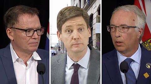 Kevin Falcon, David Eby, John Rustad