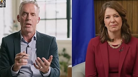Jordan Peterson and Premier Danielle Smith, during their famous free-speech discussion.