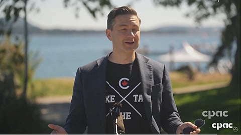 Opposition Leader Pierre Poilievre in Nanaimo, BC on Wednesday called for a carbon tax election.