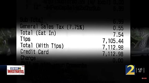 Subway receipt