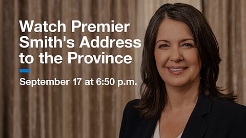 The Alberta government said Albertans should join Premier Danielle Smith as she discusses its plan to support families. 