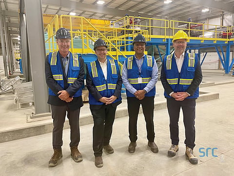 Jeremy Harrison and Dustin Duncan at Saskatchewan Research Council facility