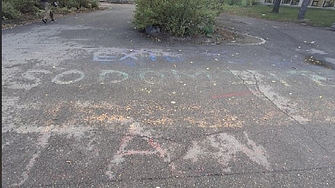 U of Sask Pride Sidewalk Damaged