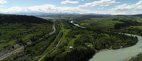 Aerial view downstream of the existing Ghost Dam 
