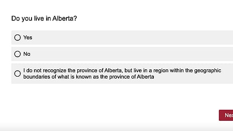 Saint Mary's University asked if people lived in Alberta. 